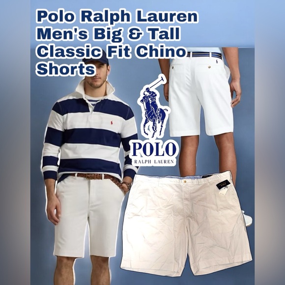 Polo Ralph Lauren Men's Big & Tall Classic Fit Chino Shorts, (White) Size 54B - Picture 1 of 11